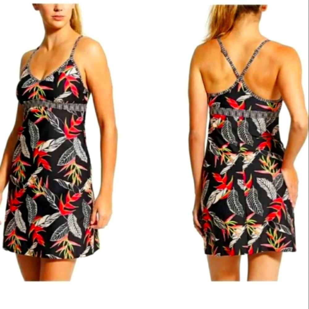 NWOT,Athleta Floral Shorebreak Swim Dress Leaf Print Multicolored Women's Small